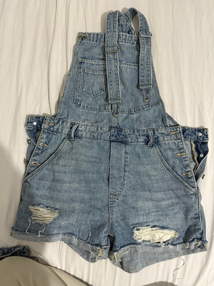 Kadın Gri Denim Midi Salopet - Görsel 2