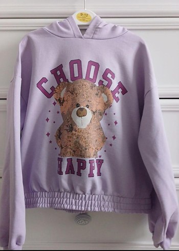 koton Baskılı Mor Kız Sweatshirt