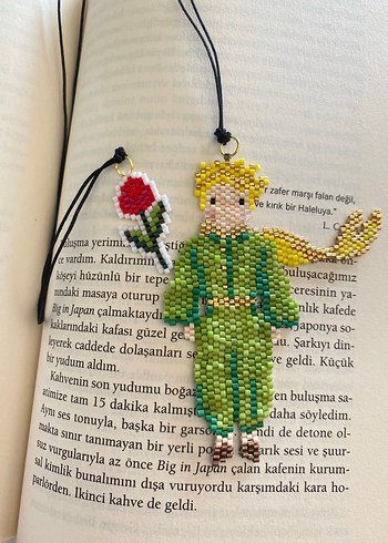 Beden yeşil Renk Küçük prens boncuk kitap ayracı