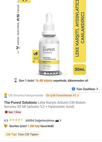  Beden Renk The Purest Solutions Arbutin Serum 