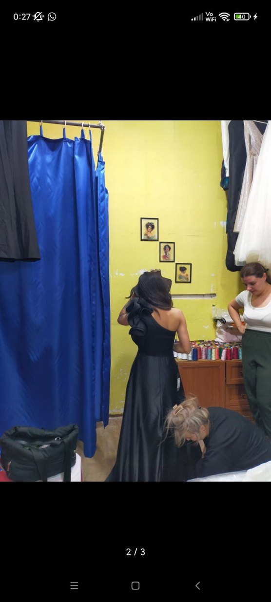 Siyah Drapeli Uzun Abiye Elbise - Görsel 3