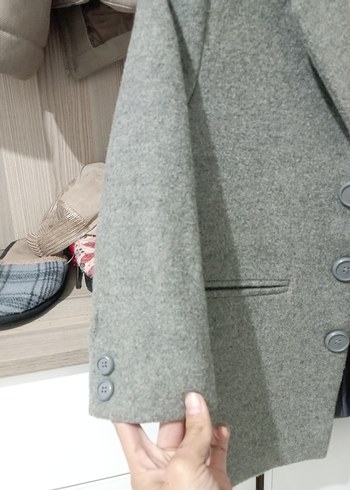Mammaramma Erkek Çocuk Gri Yünlü Düğmeli Kaban