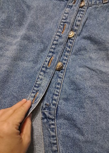 Düğmeli Midi Kot Etek - Görsel 2