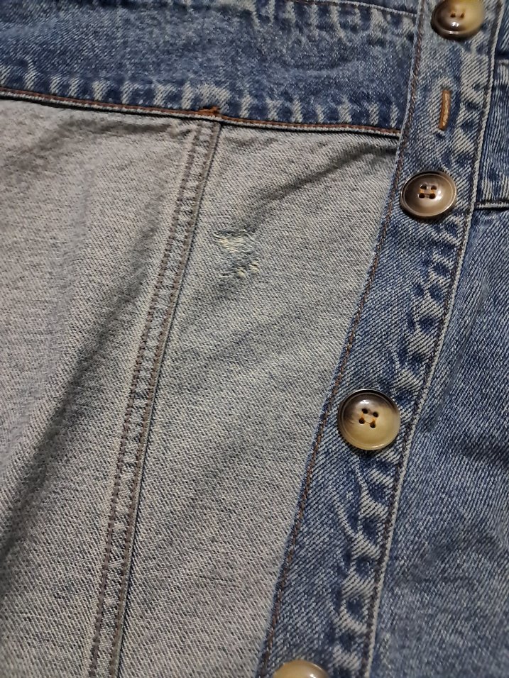 Düğmeli Midi Kot Etek - Görsel 4