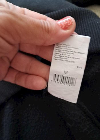 m Beden Mavi Baskılı Siyah Kapüşonlu Sweatshirt