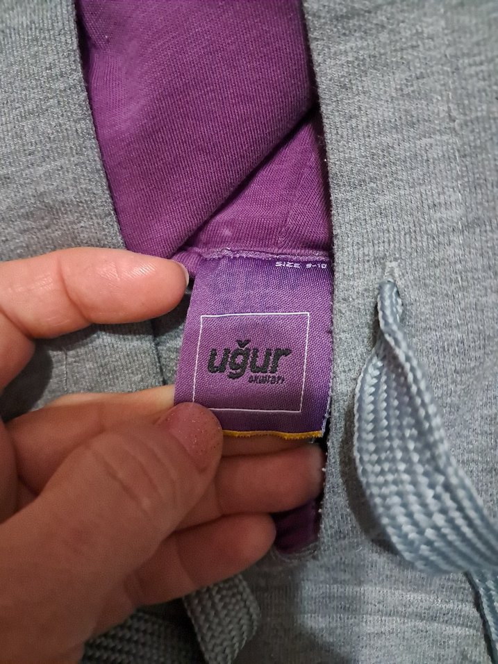 Gri Kapüşonlu cocuk Sweatshirt - Görsel 4