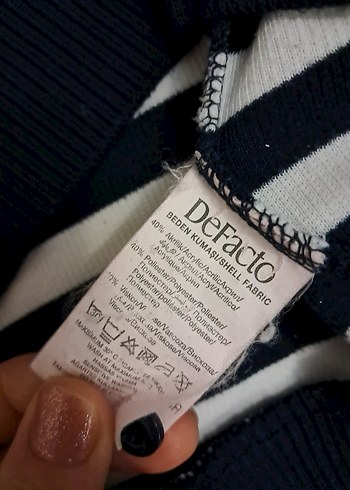 Erkek lacivert Beyaz Çizgili Sweatshirt - Görsel 5