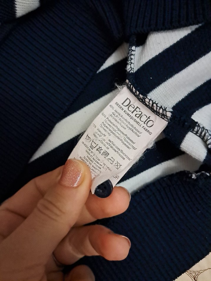 Erkek lacivert Beyaz Çizgili Sweatshirt - Görsel 4