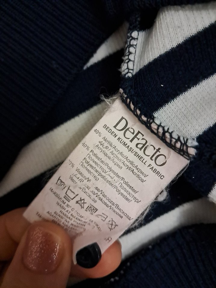 Erkek lacivert Beyaz Çizgili Sweatshirt - Görsel 5