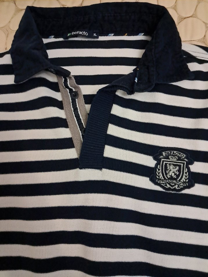 Erkek lacivert Beyaz Çizgili Sweatshirt - Görsel 3