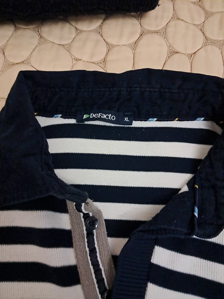 Erkek lacivert Beyaz Çizgili Sweatshirt - Görsel 2