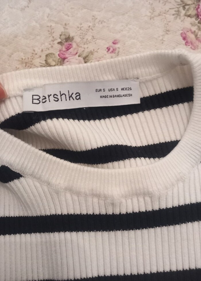 Bershka s cizgili triko crop  - Görsel 2