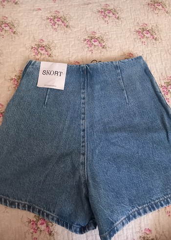 Düğmeli Mavi Denim Mini Etek - Görsel 5