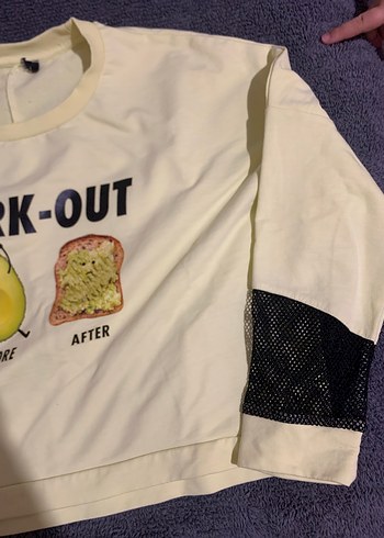 Diğer Sarı Baskılı Kadın Oversize Spor Tişört