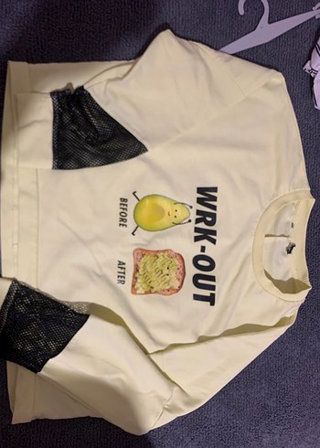 l Beden Sarı Baskılı Kadın Oversize Spor Tişört