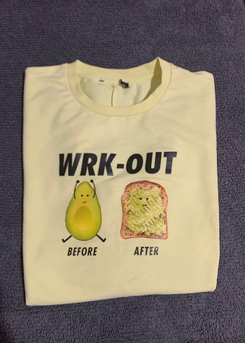 Sarı Baskılı Kadın Oversize Spor Tişört