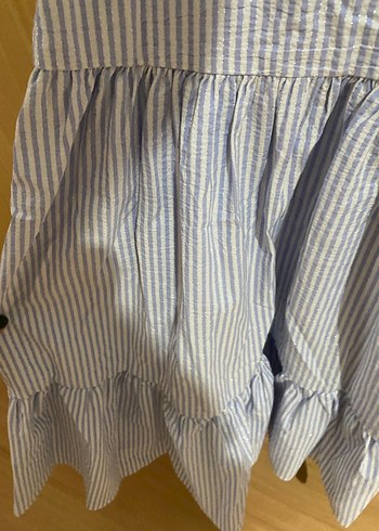 Mavi Çizgili Mini Bohem Elbise - Görsel 4