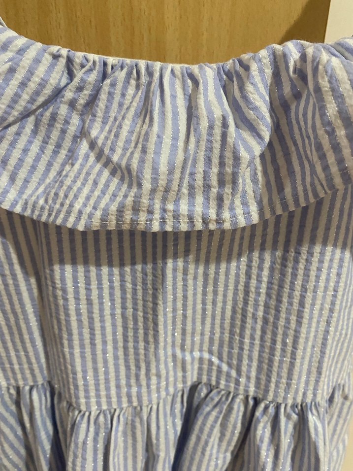 Mavi Çizgili Mini Bohem Elbise - Görsel 2