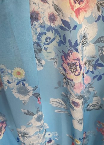 Mavi Çiçekli Bohem Salaş Bluz - Görsel 3