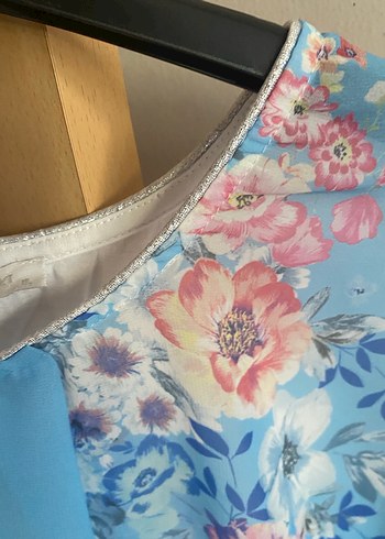 Mavi Çiçekli Bohem Salaş Bluz - Görsel 4