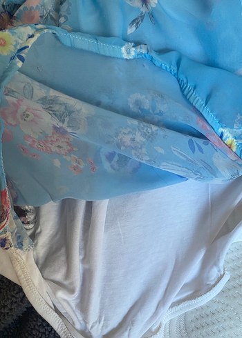 Mavi Çiçekli Bohem Salaş Bluz - Görsel 6