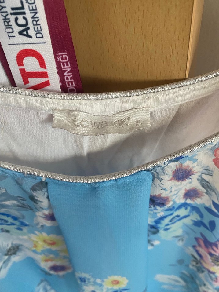 Mavi Çiçekli Bohem Salaş Bluz - Görsel 2