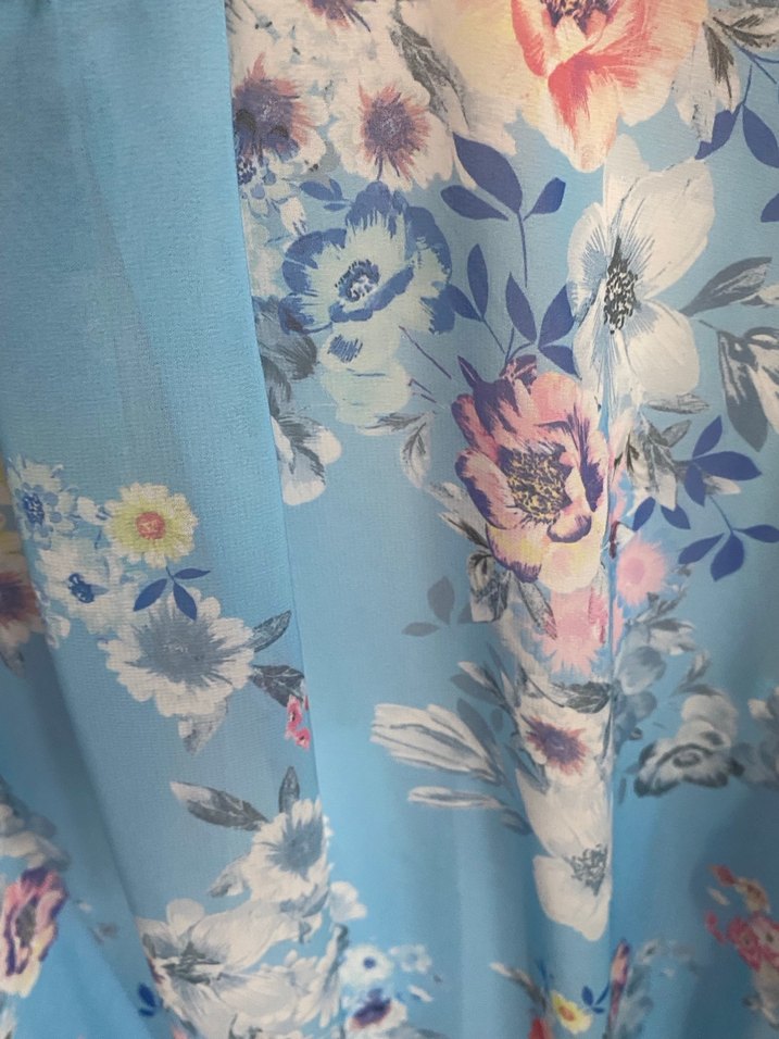 Mavi Çiçekli Bohem Salaş Bluz - Görsel 3