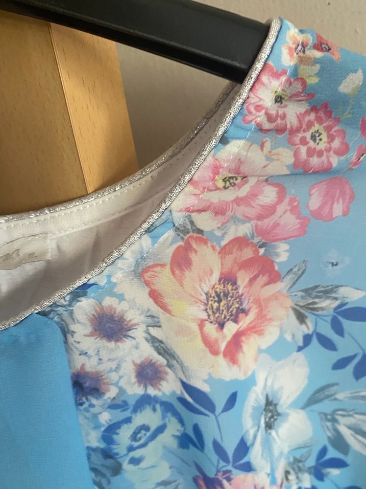 Mavi Çiçekli Bohem Salaş Bluz - Görsel 4