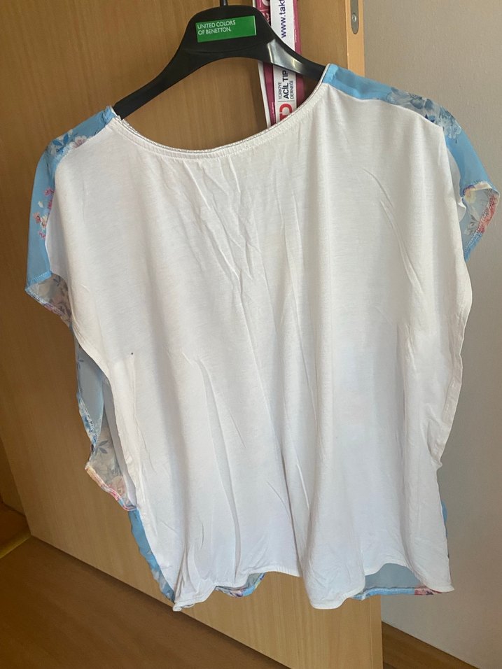 Mavi Çiçekli Bohem Salaş Bluz - Görsel 5