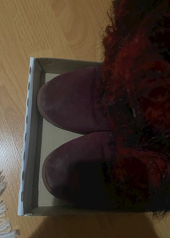 Bordo Kürklü Yün Kadın Topuklu Bot - Görsel 3