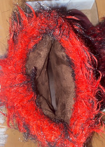 Bordo Kürklü Yün Kadın Topuklu Bot - Görsel 5