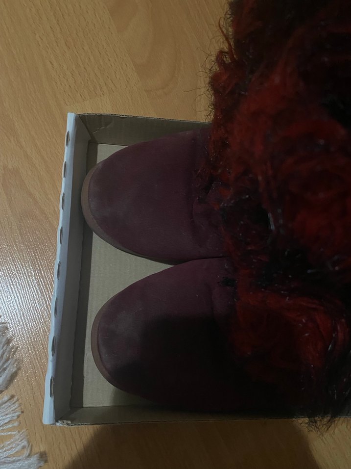 Bordo Kürklü Yün Kadın Topuklu Bot - Görsel 3