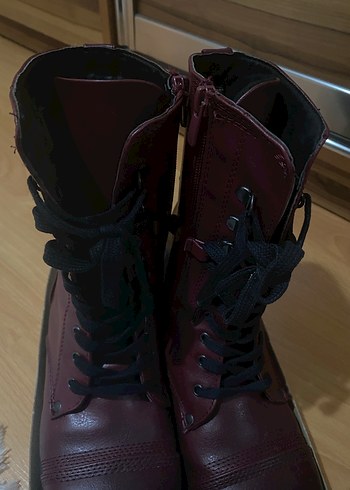 Bordo Deri Kadın Topuklu Bot - Görsel 2