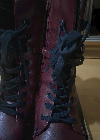 Bordo Deri Kadın Topuklu Bot - Görsel 10