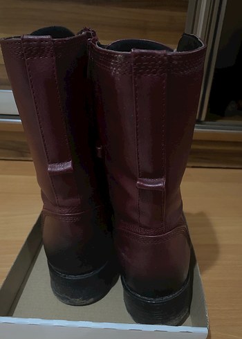 Bordo Deri Kadın Topuklu Bot - Görsel 5