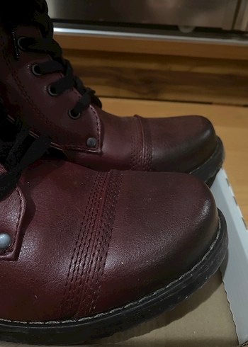 Bordo Deri Kadın Topuklu Bot - Görsel 4