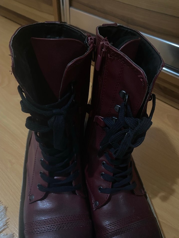 Bordo Deri Kadın Topuklu Bot - Görsel 2