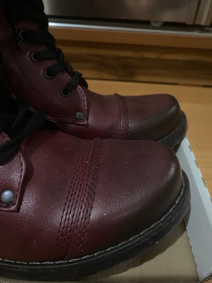 Bordo Deri Kadın Topuklu Bot - Görsel 4