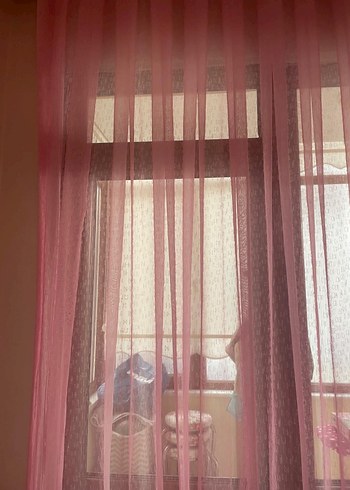 Pembe Pastel Düz Modern Tül Perde - Görsel 6