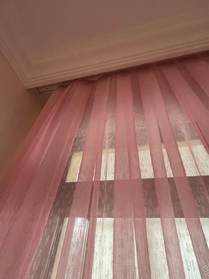 Pembe Pastel Düz Modern Tül Perde - Görsel 2