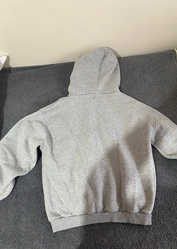 Gri Kapüşonlu Kadın Sweatshirt - Görsel 6