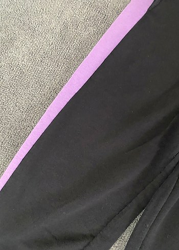 Mor Şeritli Siyah Salaş Kadın Eşofman Altı - Görsel 2