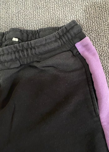 Mor Şeritli Siyah Salaş Kadın Eşofman Altı - Görsel 5