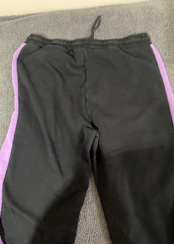 Mor Şeritli Siyah Salaş Kadın Eşofman Altı - Görsel 6