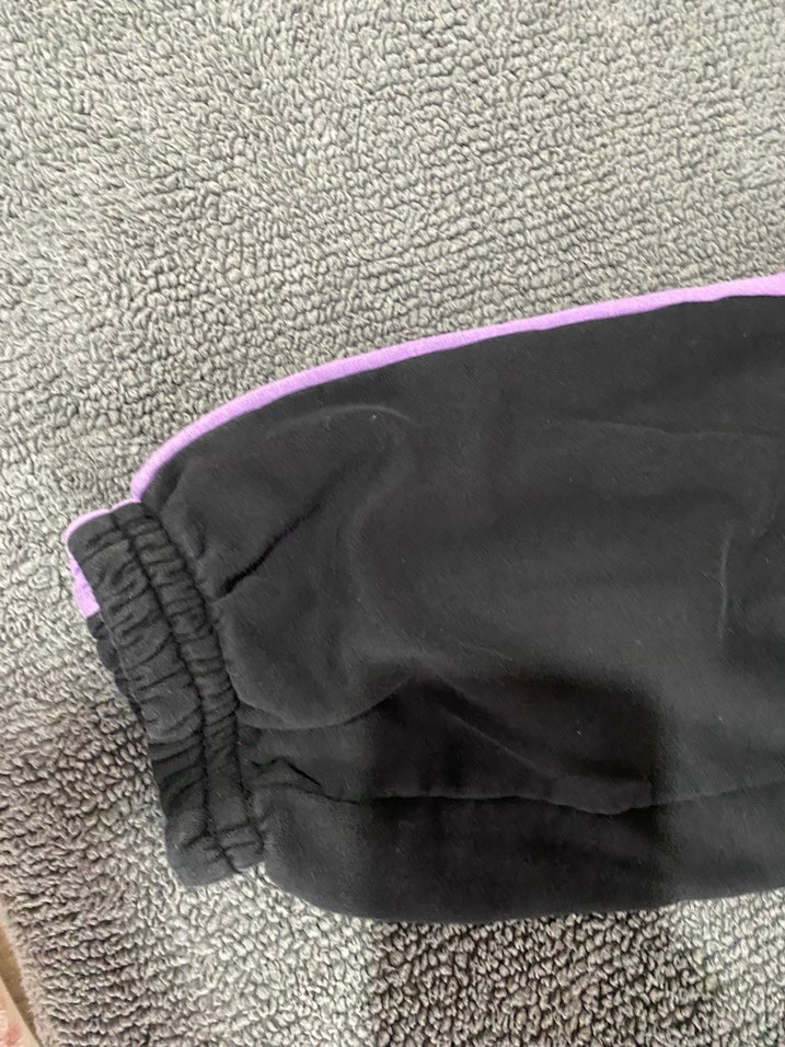 Mor Şeritli Siyah Salaş Kadın Eşofman Altı - Görsel 3