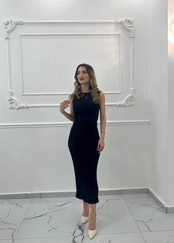 xs Beden Lacivert Bisiklet Yakalı Uzun Kadın Elbise