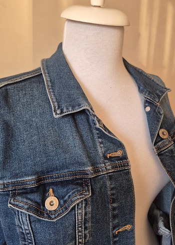 xl Beden mavi Renk Düğmeli Kadın Jean Ceket Midi Boy