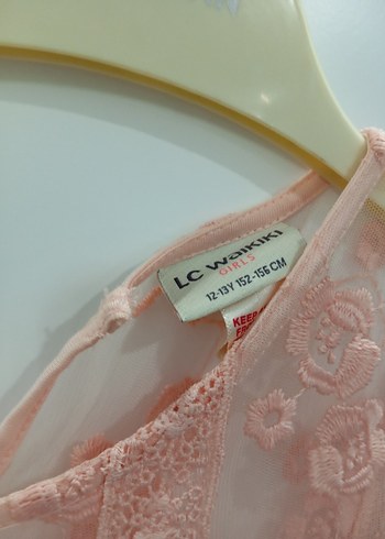 LC Waikiki Kız Çocuk Pembe Dantelli Nakışlı Elbise
