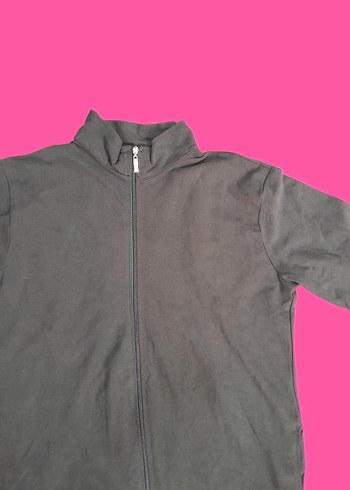 Fermuarlı Siyah Erkek Yüksek Yakalı Sweatshirt