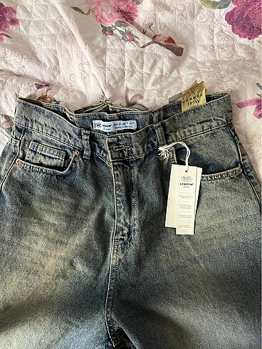 42 Beden eskitmeli beli ayarlanabilir baggy jean